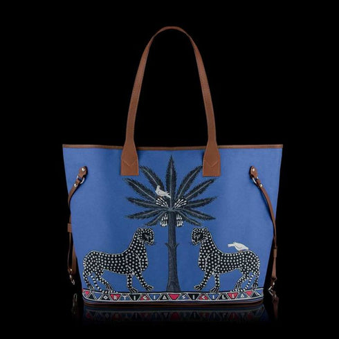 Blue Leopard Canvas Shopper